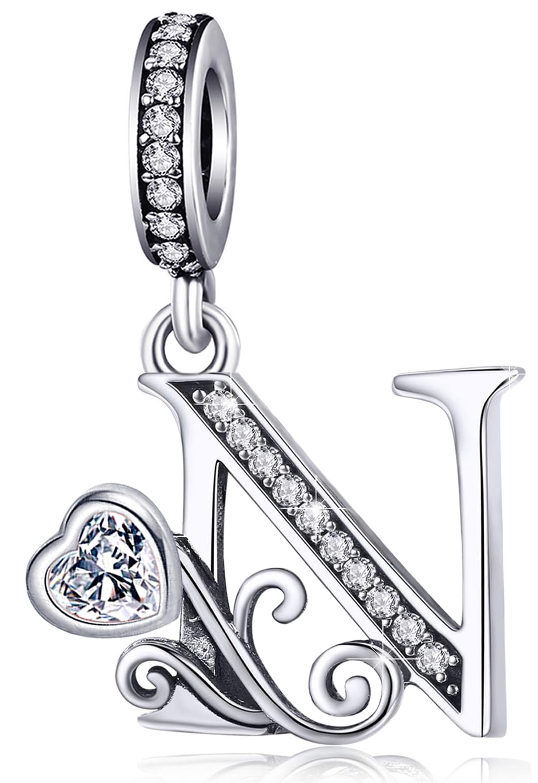 Silver Letter Charm Fit for Pandora Charms Bracelet Alphabet Initial Dangle Charms Beads Jewelry Gifts for Women