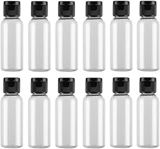 12 Pack 30ML/1OZ Clear Plastic Bottle with Flip Cap Empty Refillable Cosmetic Sample Containers for Makeup Toner Lotion Emollient Water Emulsion Jar Storage Travel Bottle