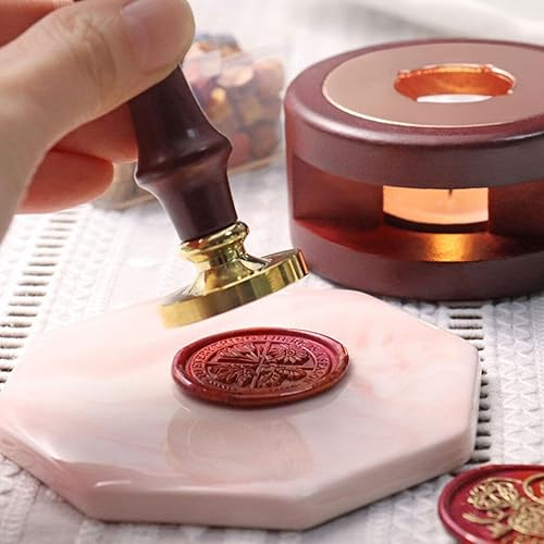 Miniatura 8 de TEHAUX 2 almohadillas de sellado de cera, posavasos redondos y octágonos, placa de respaldo de sello de cera, posavasos de mármol, placa de