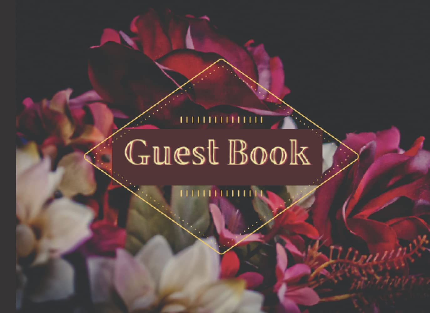 Guest Book: Wedding Guest Book Dark Red Bohemian Visitor Log Perfect for Rustic Wedding