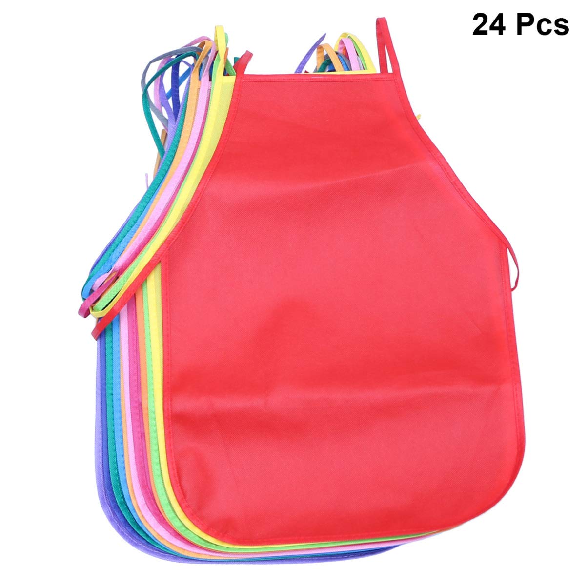 KOMBIUDA Grembiuli Non Tessuto per Pittura e Cucina Bambini Reutilizzabili Facili da Pulire 24pezzi Colore Casuale