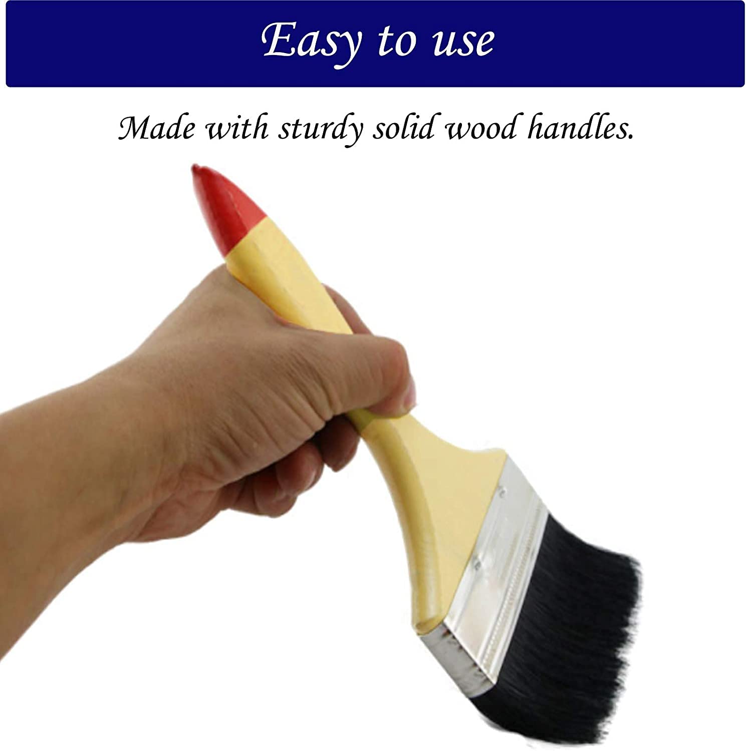 DARIT Set of 1, 1.5, 2, 2.5, 3,4 Inches Bristle Paint Brush Set Chip Paint Brushes Treated Wood Handle Paint Brush, Professional Brush Set, Trim Paint Brush for Wall Furniture Fence Crafts (1) 3