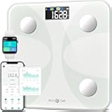 Smart Scale for Body Weight and Fat Percentage, High Accuracy Digital Bathroom Scale FSA&HSA Eligible with LCD Display for BMI 13 Body Composition Analyzer Sync with Fitness App - White