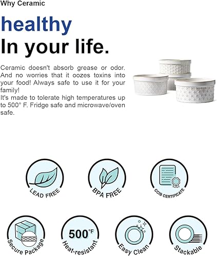 Vista 34 de LE TAUCI Ramekins - Juego de 4 recipientes de cerámica para almacenamiento de alimentos, 4.2 pulgadas, juego de ramikin para creme brulee, soufflé