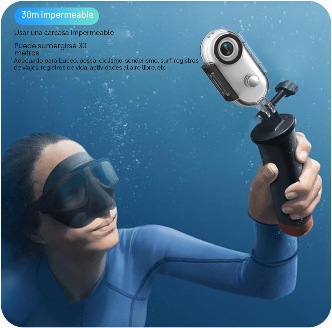 Winnes Minicámara deportiva WiFi, cámara de pulgar HD 1080P, lente gran angular de 120°, IP68, resistente al agua hasta 30 m, grabadora de video vlog (incluye tarjeta de memoria de 64 GB)color blanco