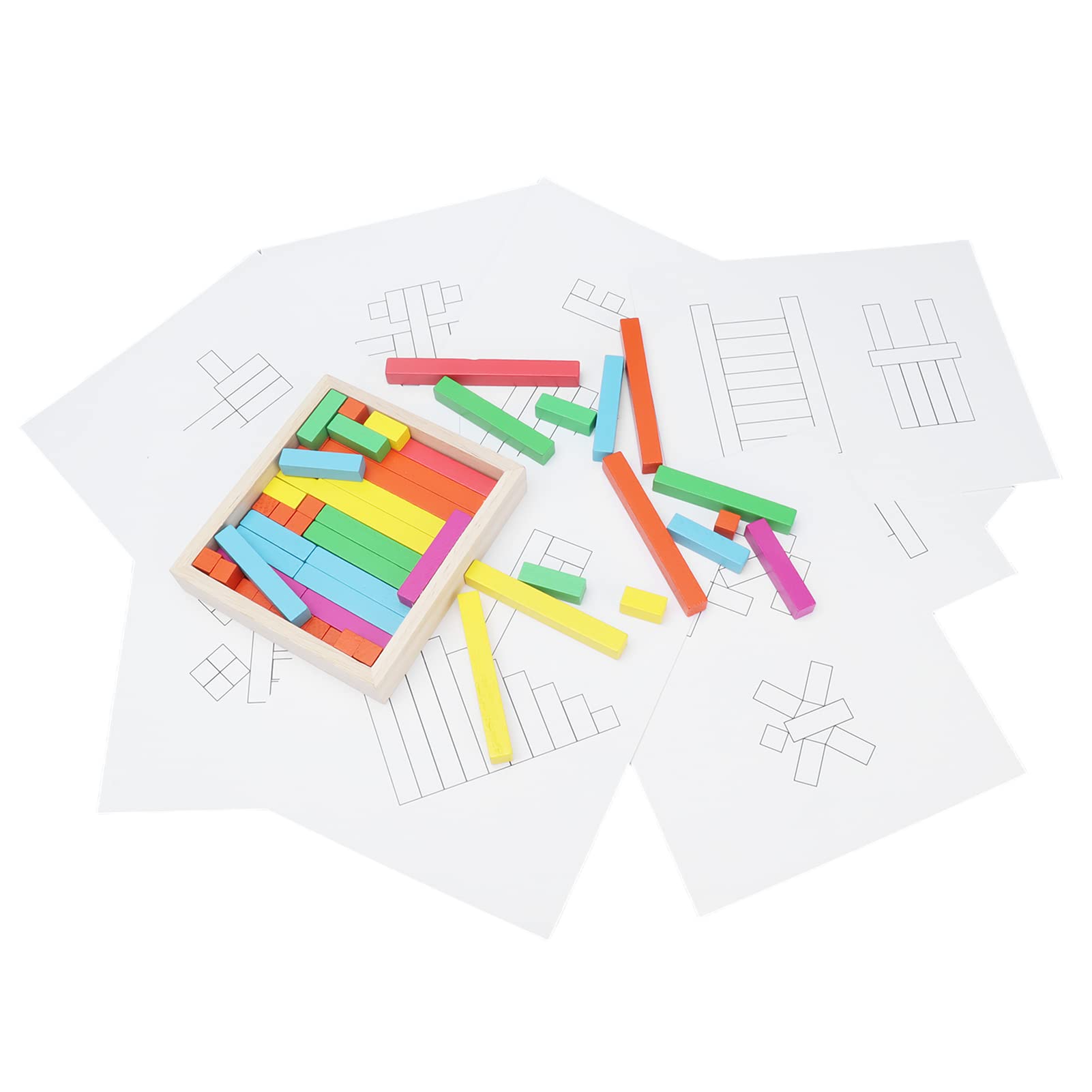 Palos de Madera para Contar, Kit de Varillas de Cuisenaire Coloridas, Varillas Educativas de Números de Matemáticas para Niños, Caja de Almacenamiento Incluida