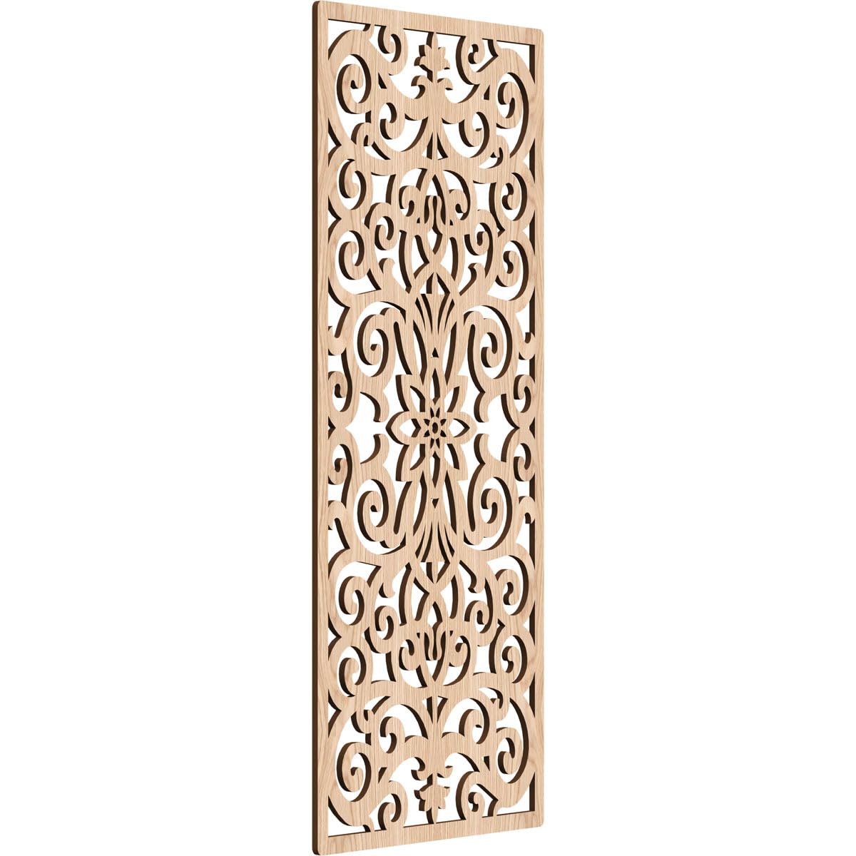 Buel Decorative Pierced Fretwork Wood Wall Panels, 15 3/8"W x 39 3/8"H x 3/8"T, Red Oak