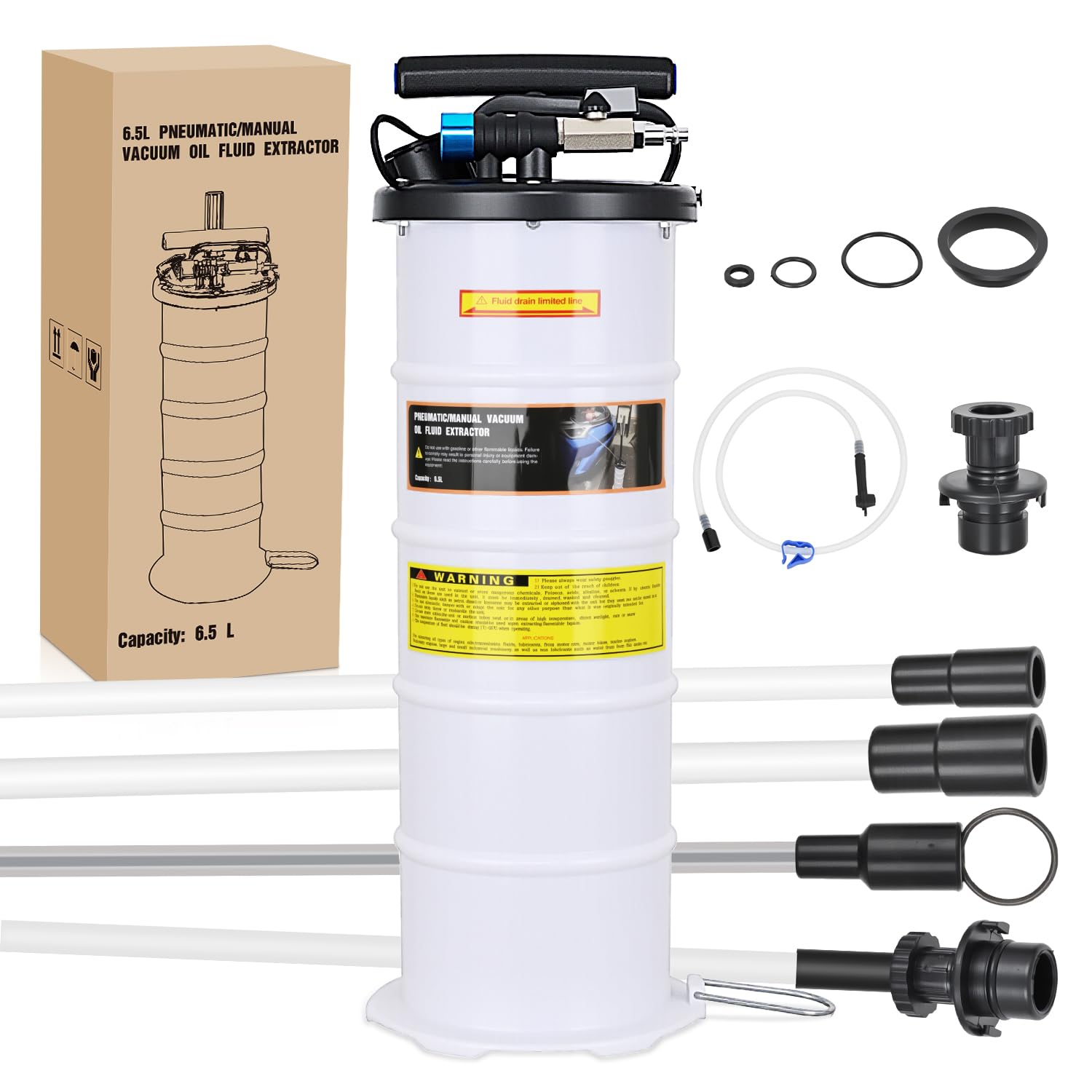 GOOACC Oil Extractor Pump 6.5L Pneumatic Manual Vacuum Fluid Extractor Tool