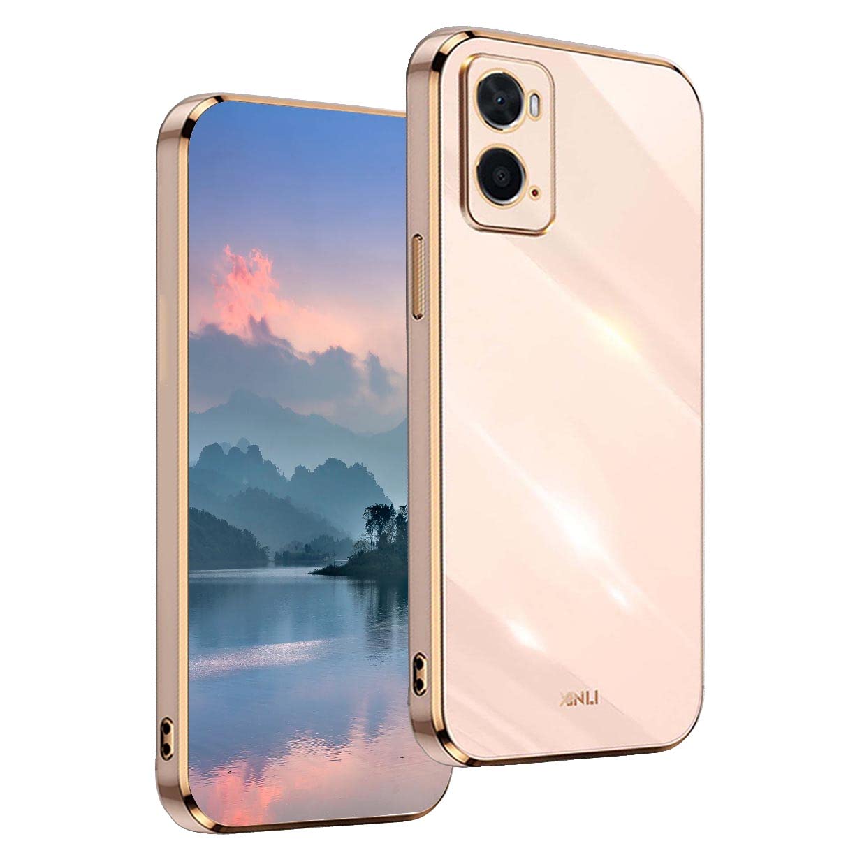 SEAHAI Cover Portafoglio Per Oppo A96/A76/Realme 9i - Design Foglie E Gatto In Rilievo, Rosa Oro, Con Cinturino