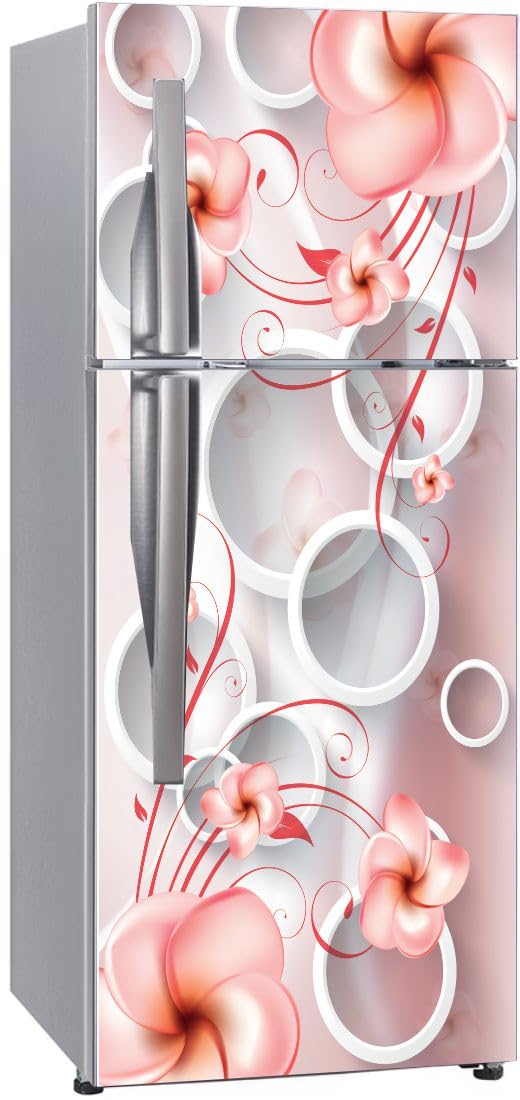 Double Door Fridge Sticker - Floral & Abstract Designs -8