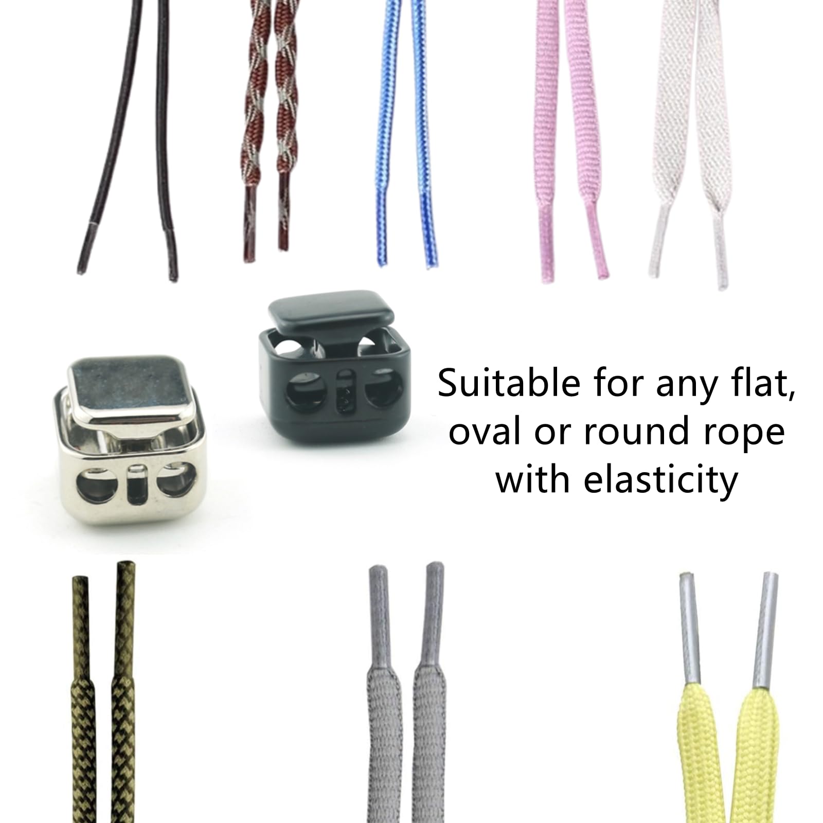 12 PCS Cord Locks Professional Draw String Clips Spring Toggle Stopper Heavy Duty Alloy Double Hole Lace Locks Shoelace Clips for Shoelaces Drawstrings - Image 4