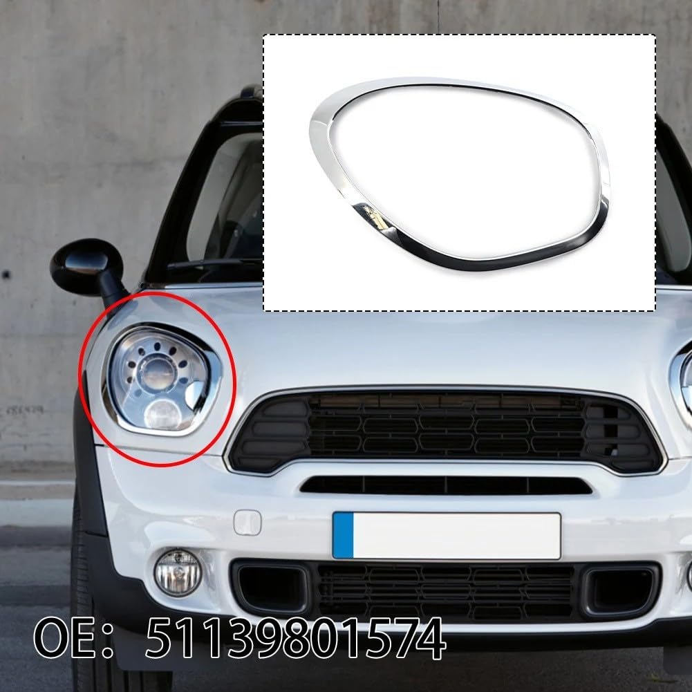 Set di cornici per fari anteriori per Mini Cooper R60 R61 2011 2012 2013 2014 2015 2016 Compatibile con numeri OEM 51139812899 51139812900