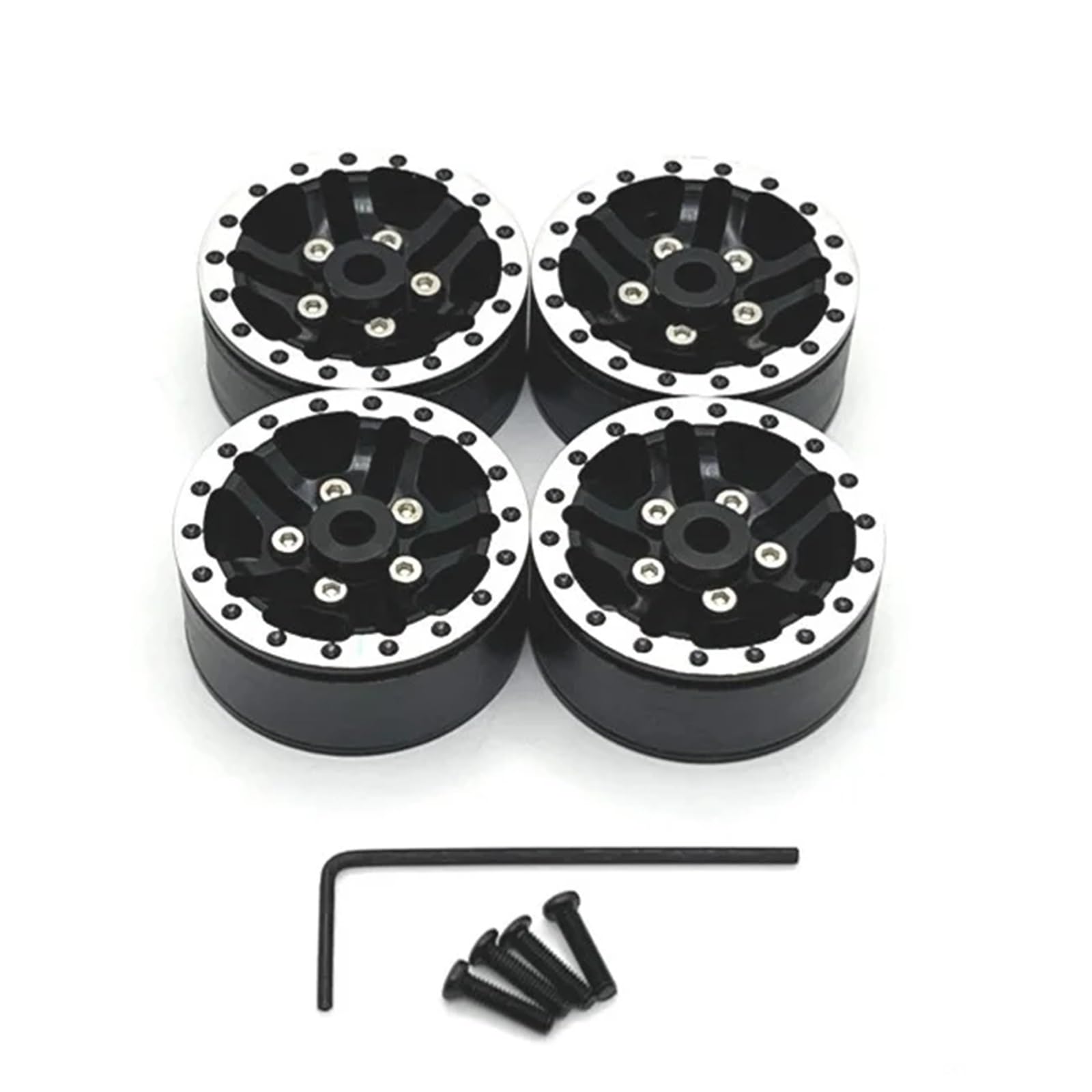 Per WPL C14 C24 C34 C54 1/16 4pcs Metallo Beadlock Mozzo Ruota Cerchione RC Auto Parti Di Aggiornamento Accessori Decorativi Ricambio Ricambi Modellini RC