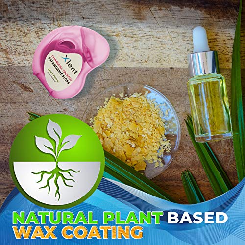 Image of Expandable Floss Treated with Activated Charcoal with Xylitol and Natural Plant Based Wax |Fresh Mint Flavor | 50 Meter (4 Count)
