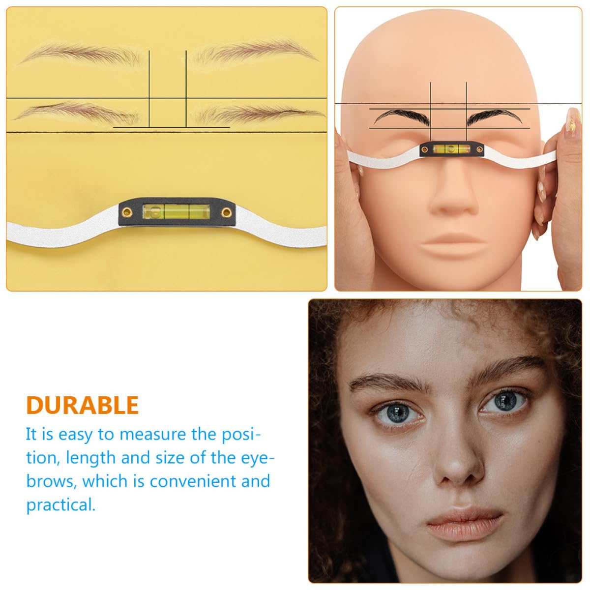 Professional Bow-shaped Eyebrow Ruler Silver Eyebrow Shaping Kit with Level Measure Tool for Tattoo — view 6