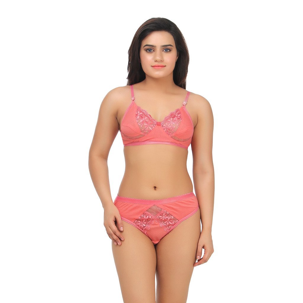gujarish Embibo Women's Cotton Lingerie Set for Honeymoon - Bra Panty Set Innerwear in Pink-picture-26