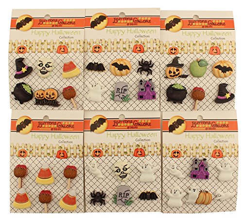 Buttons Galore Happy Halloween Buttons-Set of 6 Cards