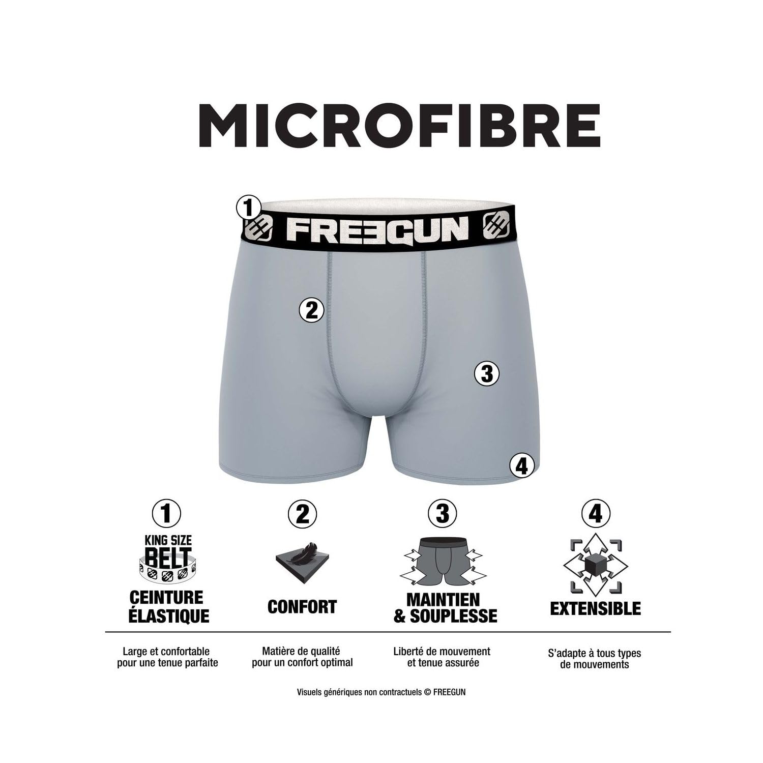 FREEGUN Boxer Homme Hyraw, Caleçon Homme Pirates Skull, Original et Confortable (Lot de 4)