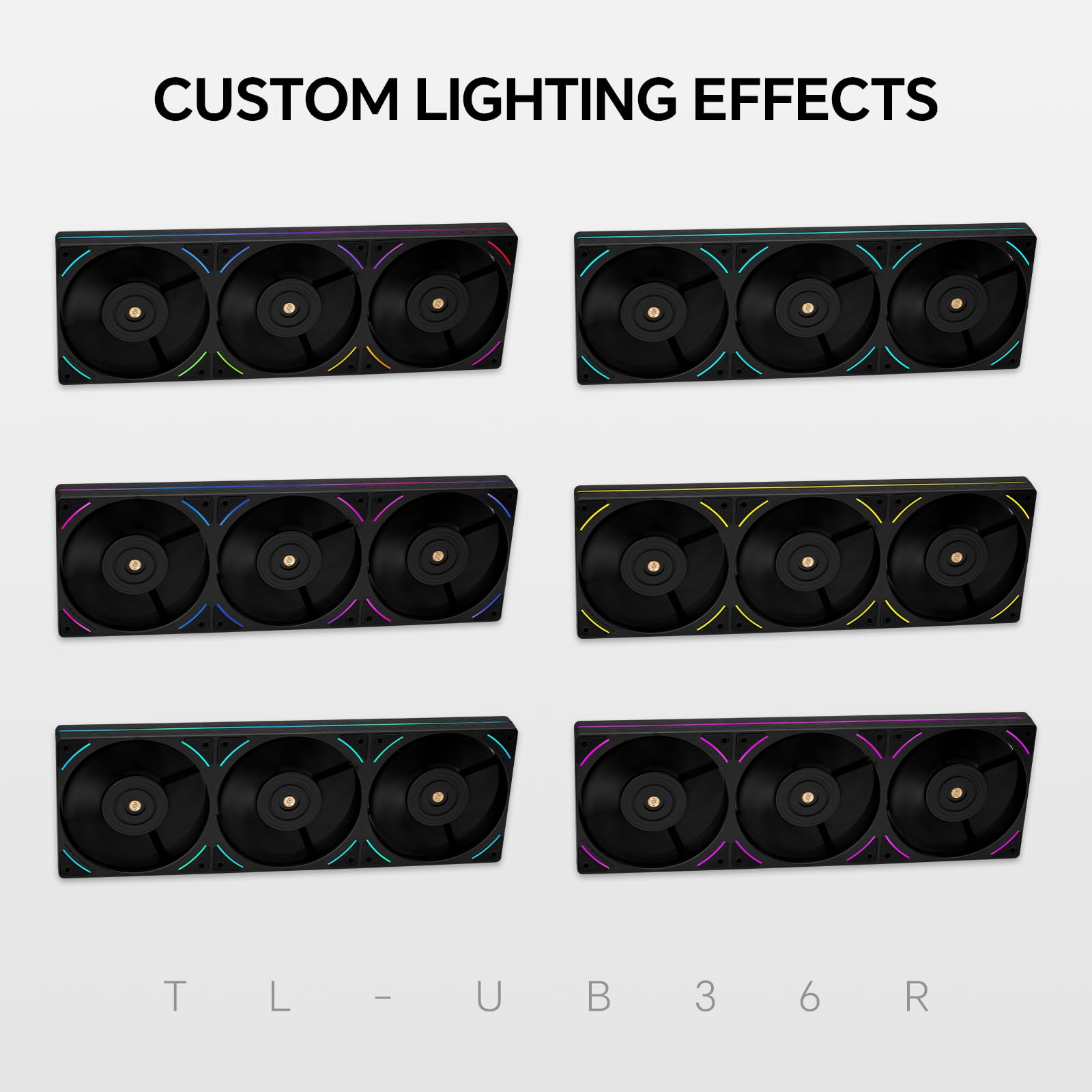 Thermalright TL-UB36R Ventole di raffreddamento inversa per PC a telaio singolo da 360 mm, velocità PWM 2150 giri/min, illuminazione ARGB, flusso d'aria elevato, cavo modulare singolo, per chassis e