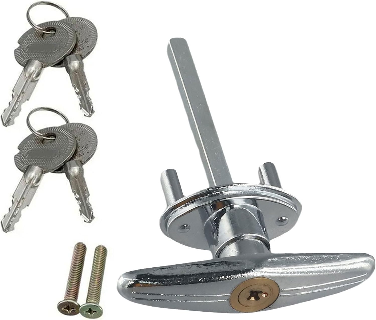 T Lock Handle Garage Door, Zinc Alloy RV Door Lock with Trailer Security Lock Mechanism, Weather Resistant Exterior Door Latch for Industrial Use(Lock + 2 keys)