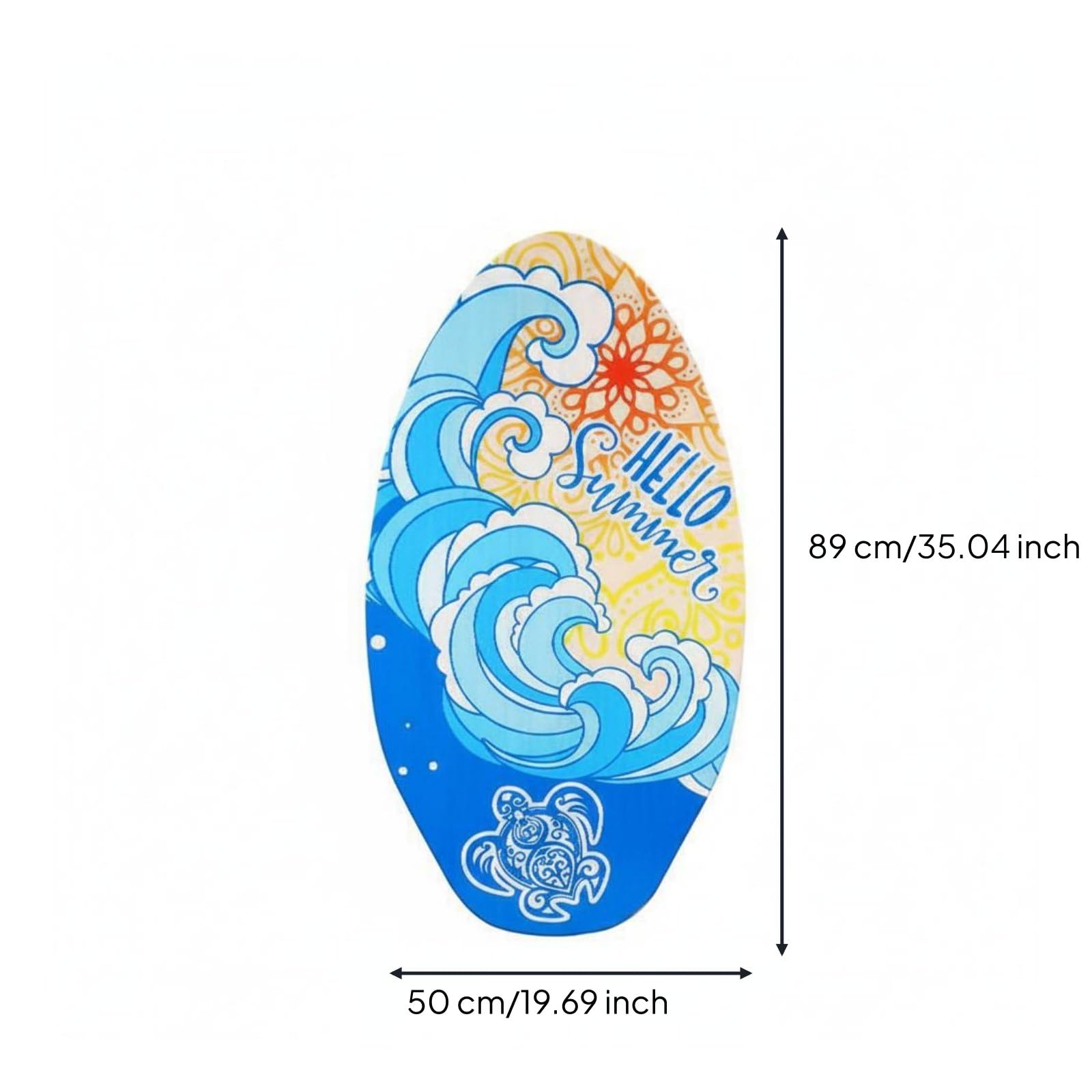 Skimboard Kinder Wellenbrett Strandbrett Poplarholz Oberfläche für Anfänger Freizeit Kinder Und Erwachsene Strandaktivitäten Outdoor-Spiel Training , Sommerwelle , 35 Zoll 89x50x0.7CM