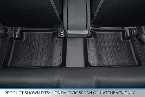 Miniatura 4 de SMARTLINER Juego de alfombrillas de suelo de ajuste personalizado de 2 filas color negro para Honda Civic Sedan o Hatchback 2016-2021