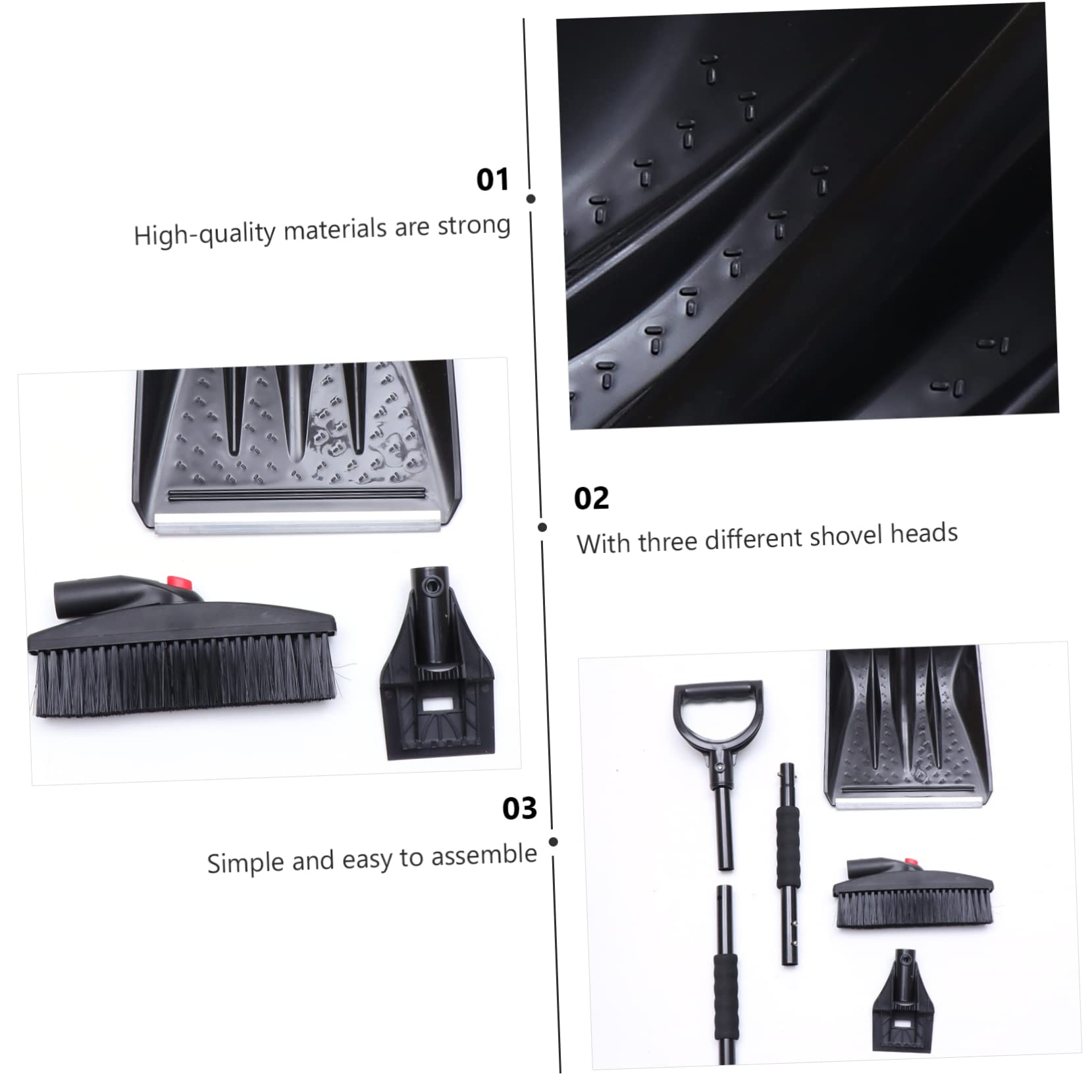 UPKOCH Pala Quitanieves Desmontable de 3 Piezas Extensible para Coche | Hierro Negro, 1 Juego, Varilla de Tres Tramos, Uso Invernal, para Maletero