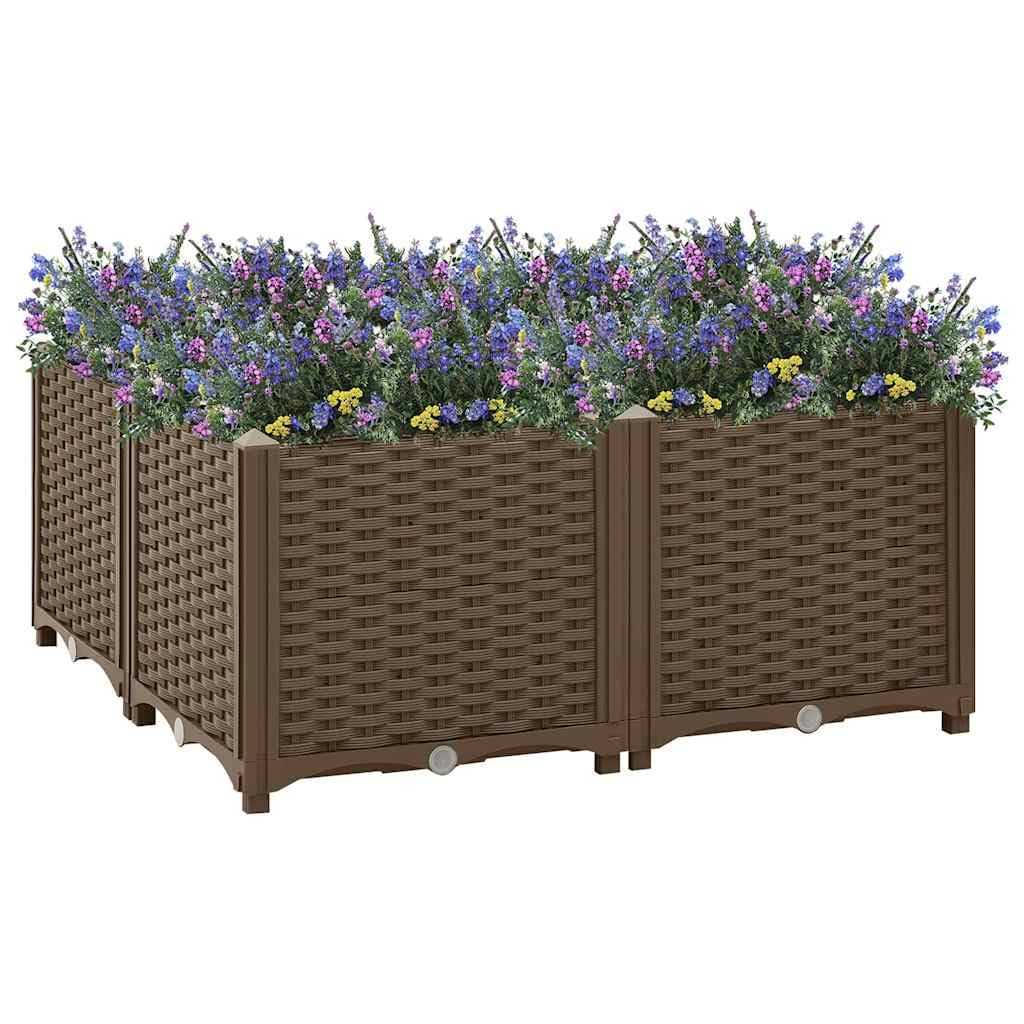 Donica do podniesionej rabaty 80x80x38 cm polipropylen brązowa duża skrzynia ogrodowa na warzywa zioła kwiaty taras balkon łatwy montaż