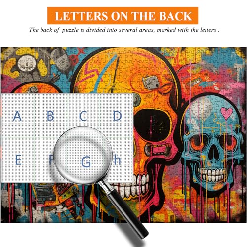 Pickforu Graffiti Skull Puzzles For Adults 1000 Pieces, Vintage Halloween Puzzle As Sugar Skull Decor, Day Of The Dead Skeleton Puzzle Dia De Los Muertos Jigsaw Puzzle thumb #6