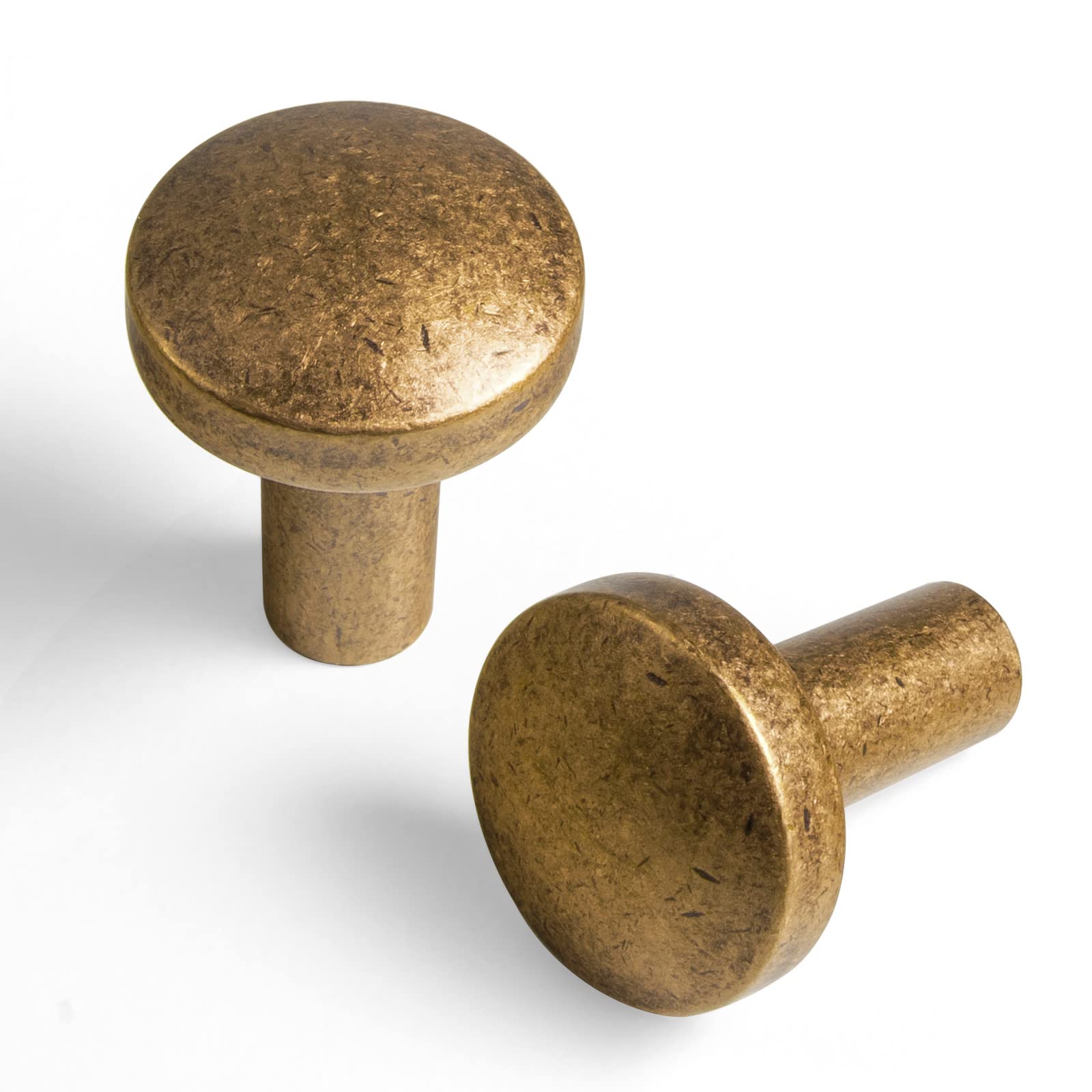 Yanxia Set of 12, SleekTouch Antique Brass Cabinet Knobs - Contemporary Handles for Kitchen and Bathroom Cabinets Zinc Alloy Made Hardware