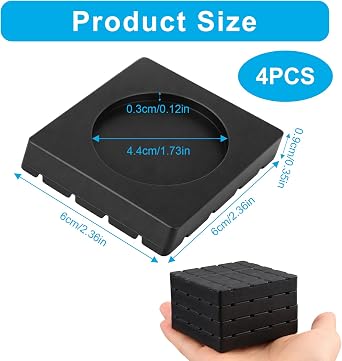 4 PCS Anti Vibration Pads for Washing Machine Shock Absorbers Non Slip | Washing Machine Feet Rubber Anti Vibration Mat for Dryer Dishwasher Stabilisers Noise Cancelling Fixed Anti-deviation Black [Energy Class A+++]