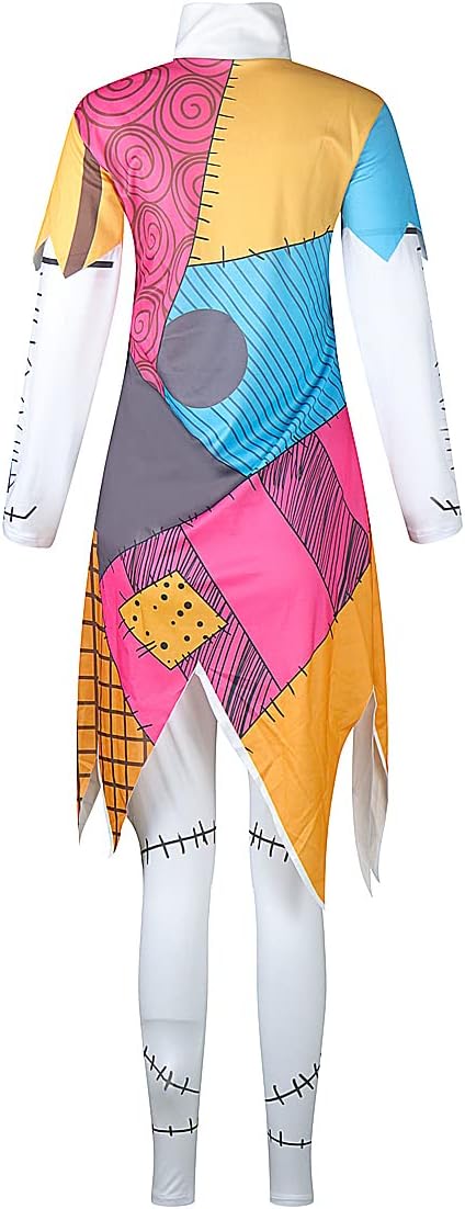 Sally Costume Dress Women Nightmare Halloween Christmas Sally Cosplay with Wig Eyeshadow Palette Sticker - Image 4