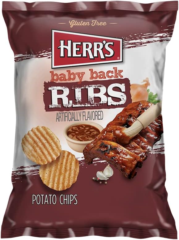 Herr's - Baby Back Ribs Potato Chips, Pack of 12 1Oz