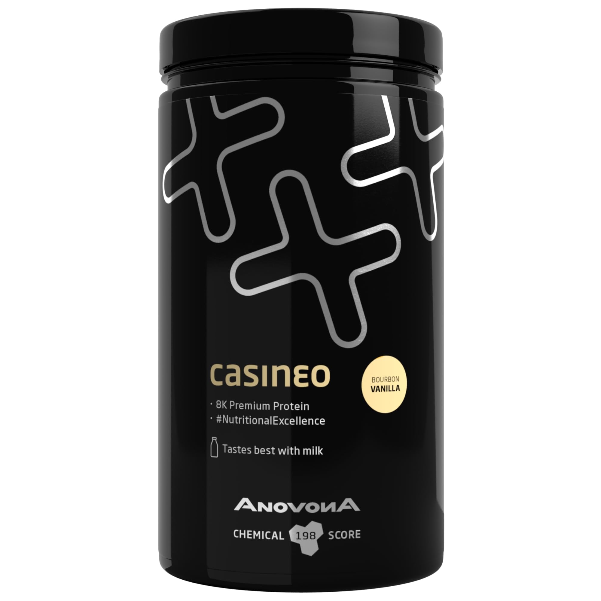 Anovona casineo 8K Protein Pulver: Langanhaltende Sättigung & Muskelaufbau – Casein Protein mit höchster biologischer Wertigkeit– Ideal für Regeneration & Muskelproteinsynthese – Bourbon Vanille, 450g