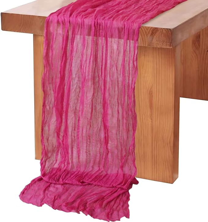 MODFUNS Gauze Cheesecloth Table Runner Hot Pink Table Runners 10FT Cotton Linen