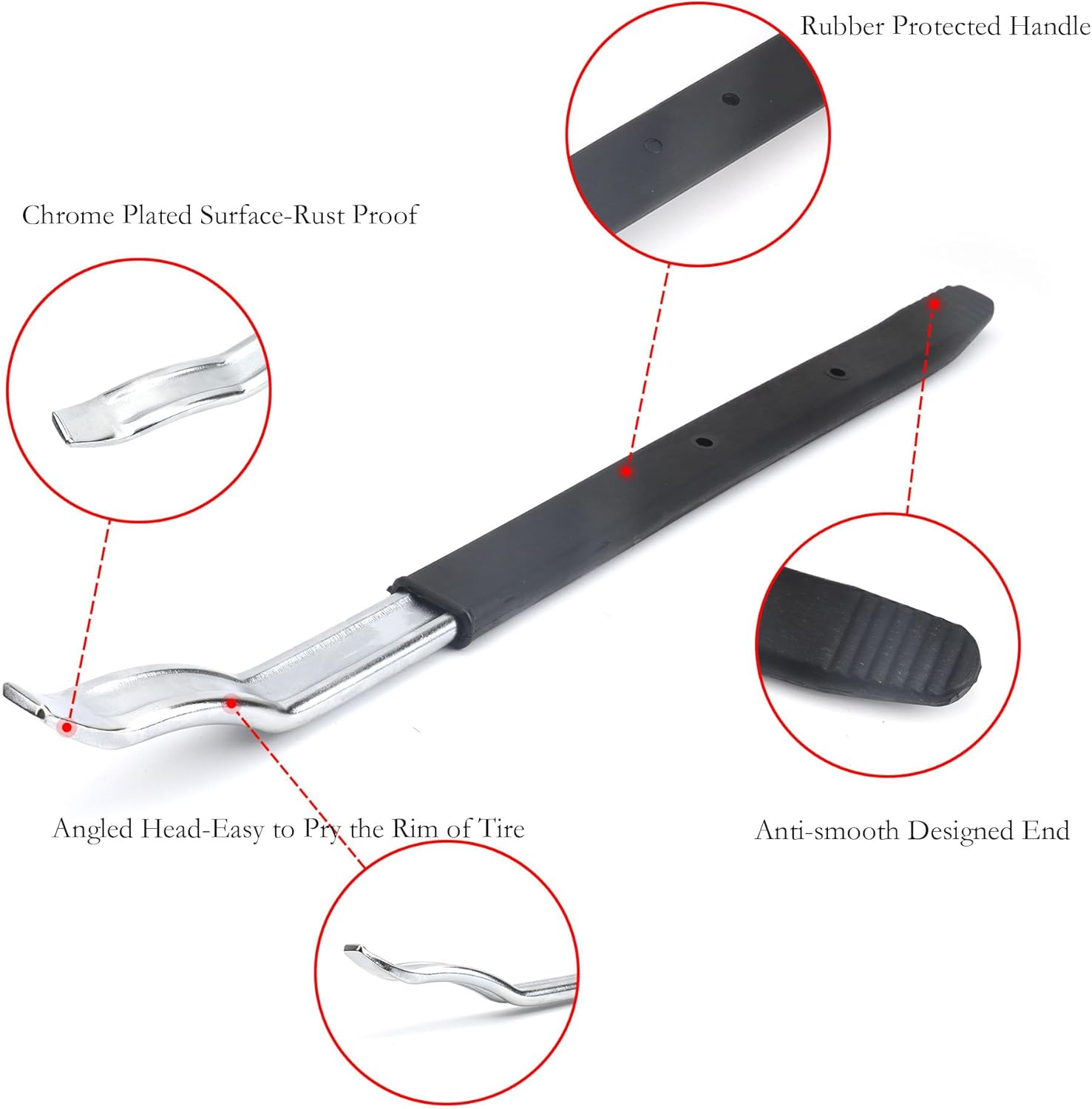 Bead Lifting Tool, Tire Iron Spoon, Mount Demount Lever Pry Bar, Rim Pryer, Handle with Plastic Protector, Curved Head, for Tire Changer