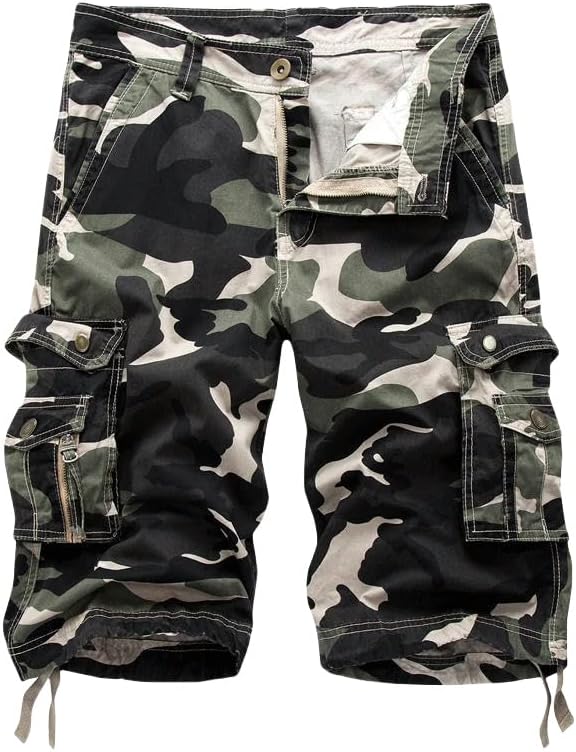 Men's Summer Military Camo Cargo Shorts Multi-Pocket Army Casual Bermudas