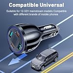 USB C Adaptateur de Chargeur de Téléphone Voiture avec Voltmètre Compatible avec iPhone 16 15 14 13 12 11, Android, Samsung, 100W 4 en 1 Éclairage de cigarettes à charge rapide multiports USB Chargeur (Noir)