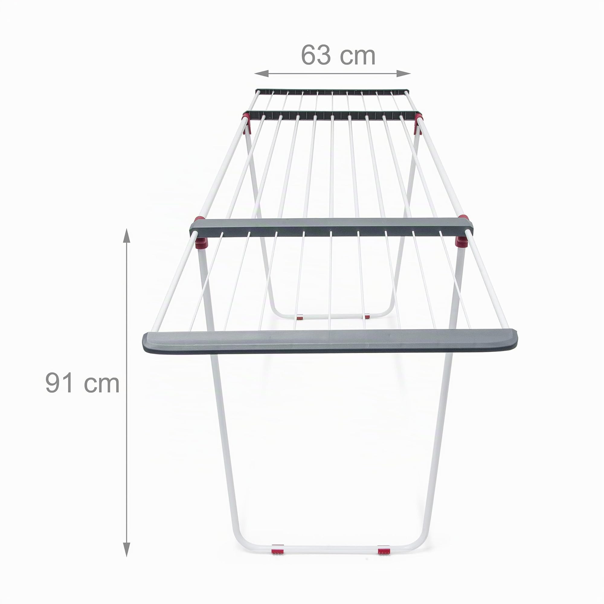 Relaxdays Tendedero Plegable, Soporte Secar Ropa Extensible de Pie, Hierro, 18m Largo de tendido, 91x63x199 cm, Blanco