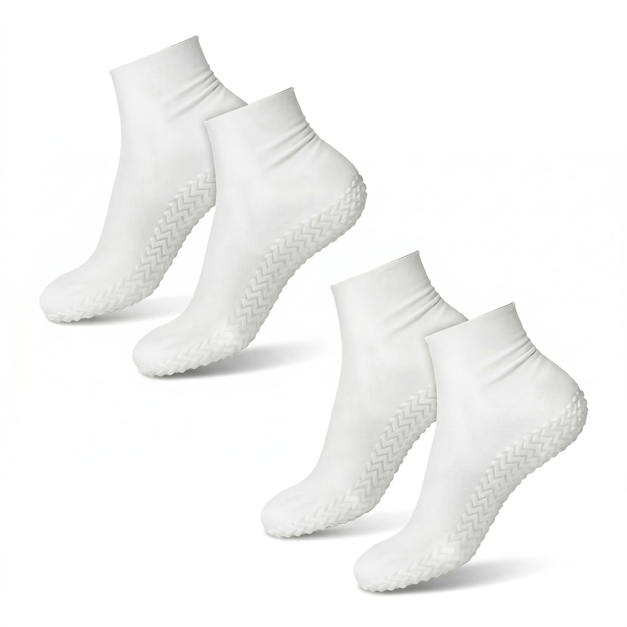 JTENGYAO 2 Pairs Verruca Socks for Swimming, Waterproof Non Slip Swim Socks for Pool Beach Spa Shower, Hygienic Protective Pool Socks, Reusable SEBS Swimming Socks White