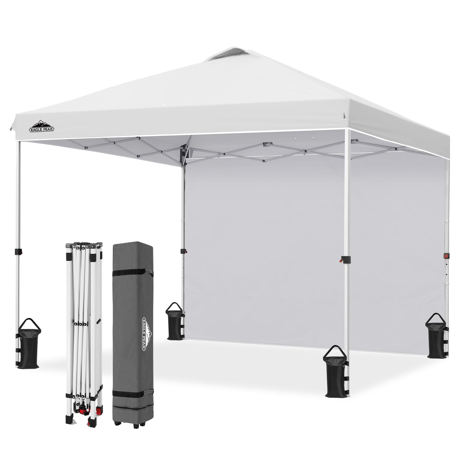 EAGLE PEAK 3m x 3m Pop Up Canopy Tent with 1 Sidewall, Easy Setup Event Tent, Canopy Tent, White