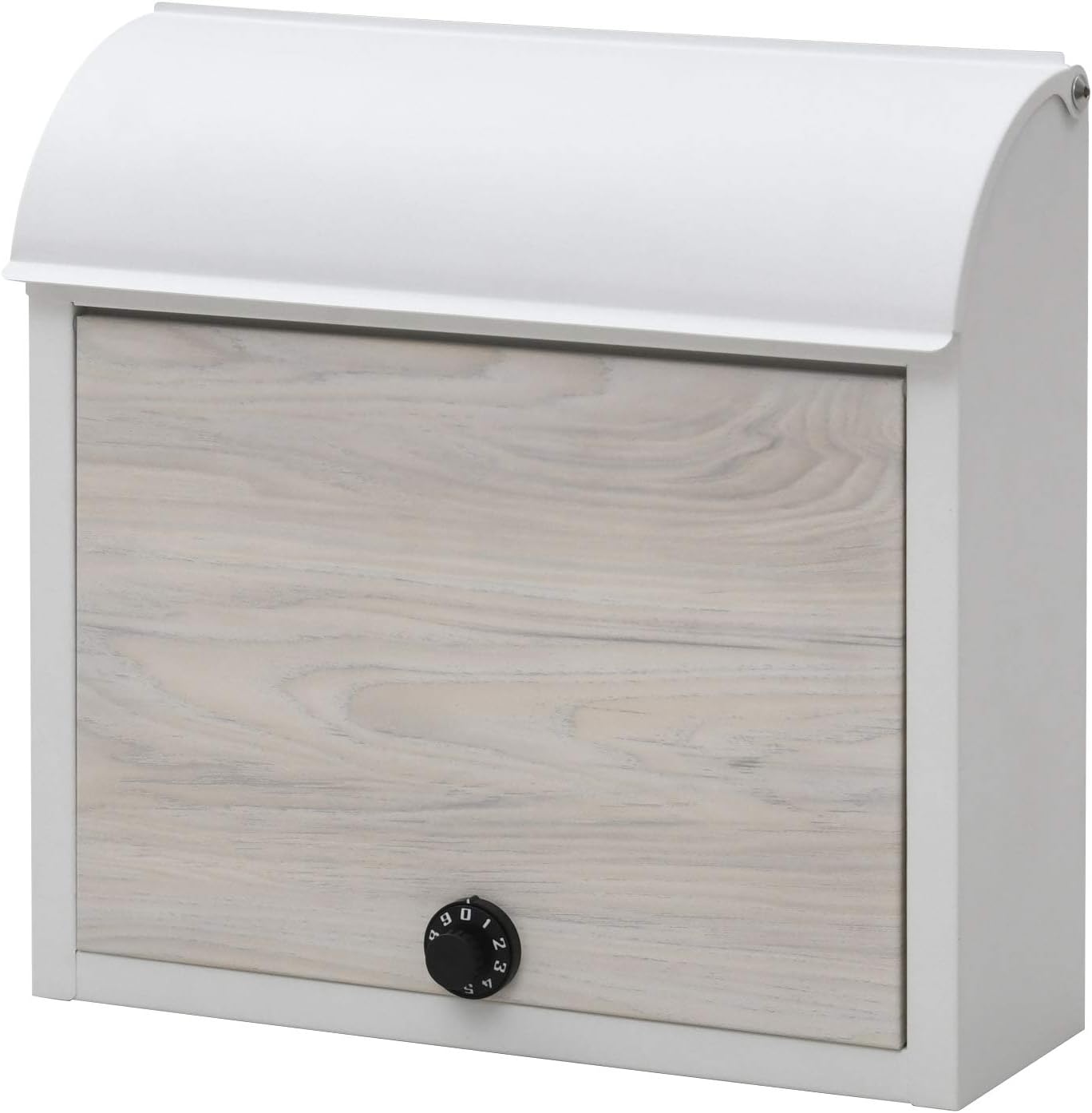 Garden Master WP1603D Mailbox, Post with Dial Lock, Width 15.0 x Depth 4.7 x Height 14.6 inches (38 x 12 x 37 cm), Wall Mounted, White/Ash