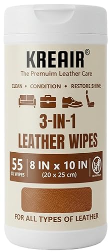 3in1 Leather Wipes 55 Count, Clean, Condition & Restore Shine,