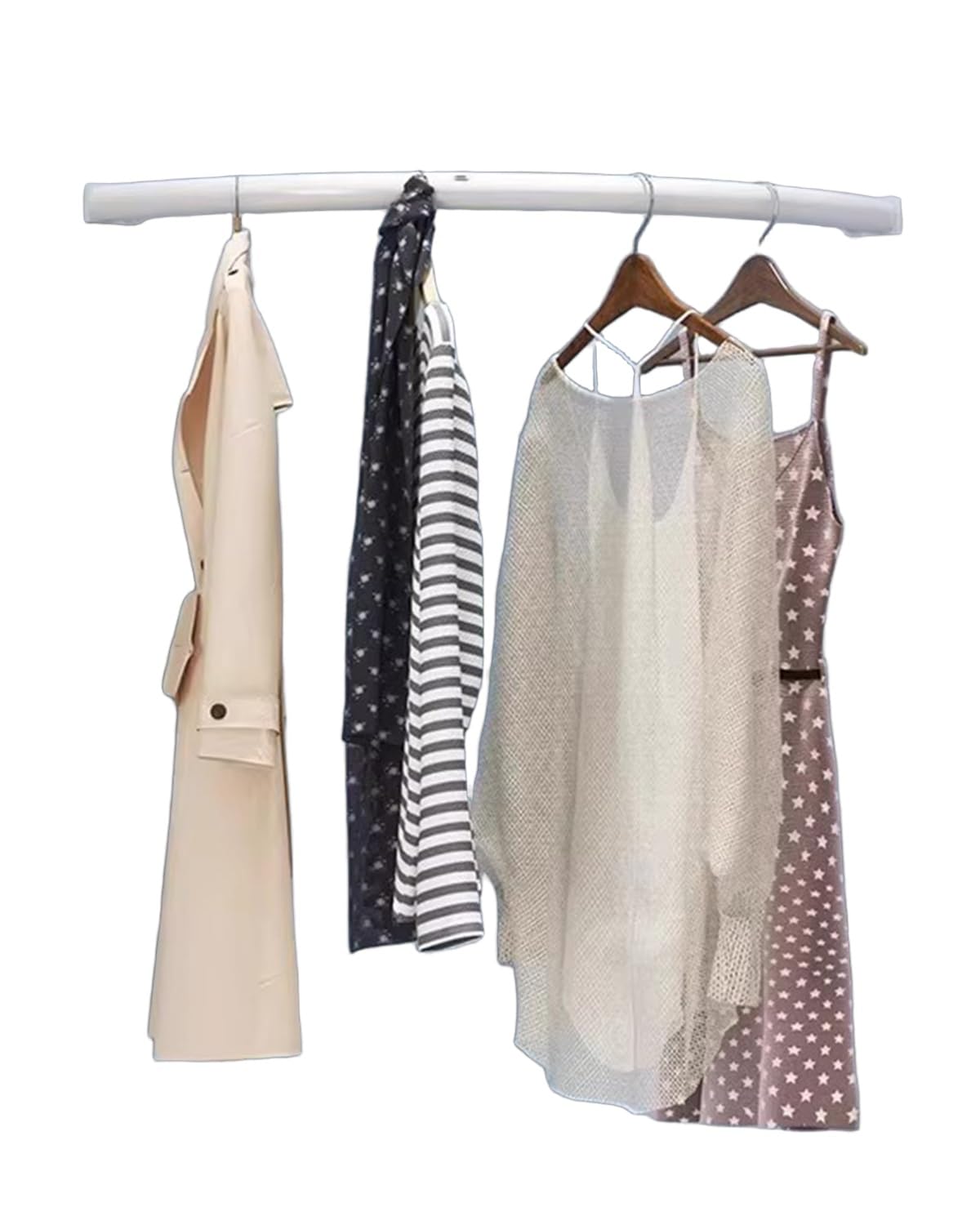 Rastrelliera angolare curva a forma di C, 100 x 100 cm, ideale per sale da pranzo bouique e asciugatura commerciale Whie Clohes Hanging Soluion