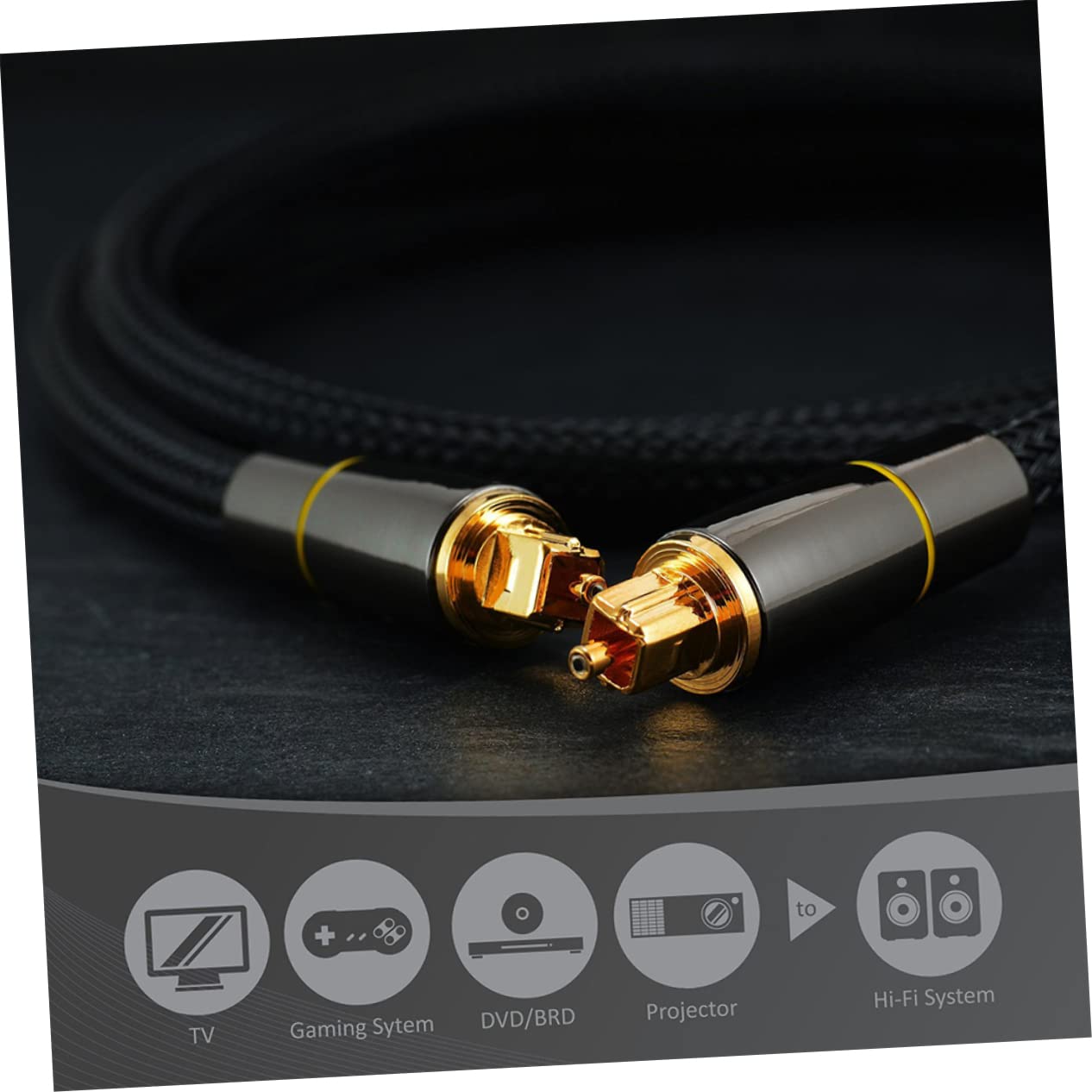 SHINEOFI Cavo Audio Ottico Digitale in Fibra 15m Nero Coperture | Trasmissione per Console, Sound Bar e Tv, Corpo Flessibile, Accessori Protettivi Inclusi