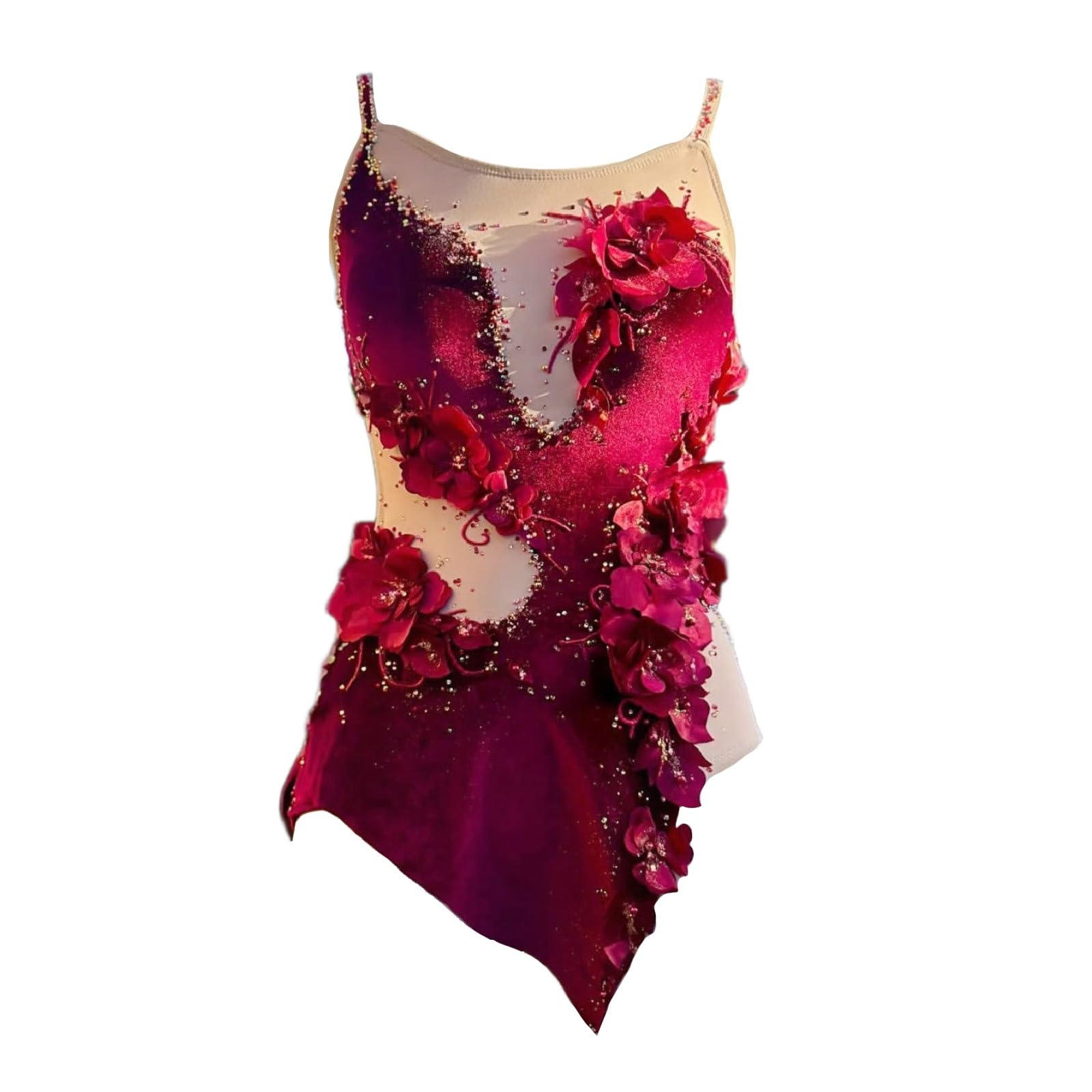 Lyrical Dance Dress Rhinestone Damski Strój Bez Rękawów, Współczesny Strój Sceniczny, Balet, Bez Pleców, Strój Do Jazdy Na Łyżwach