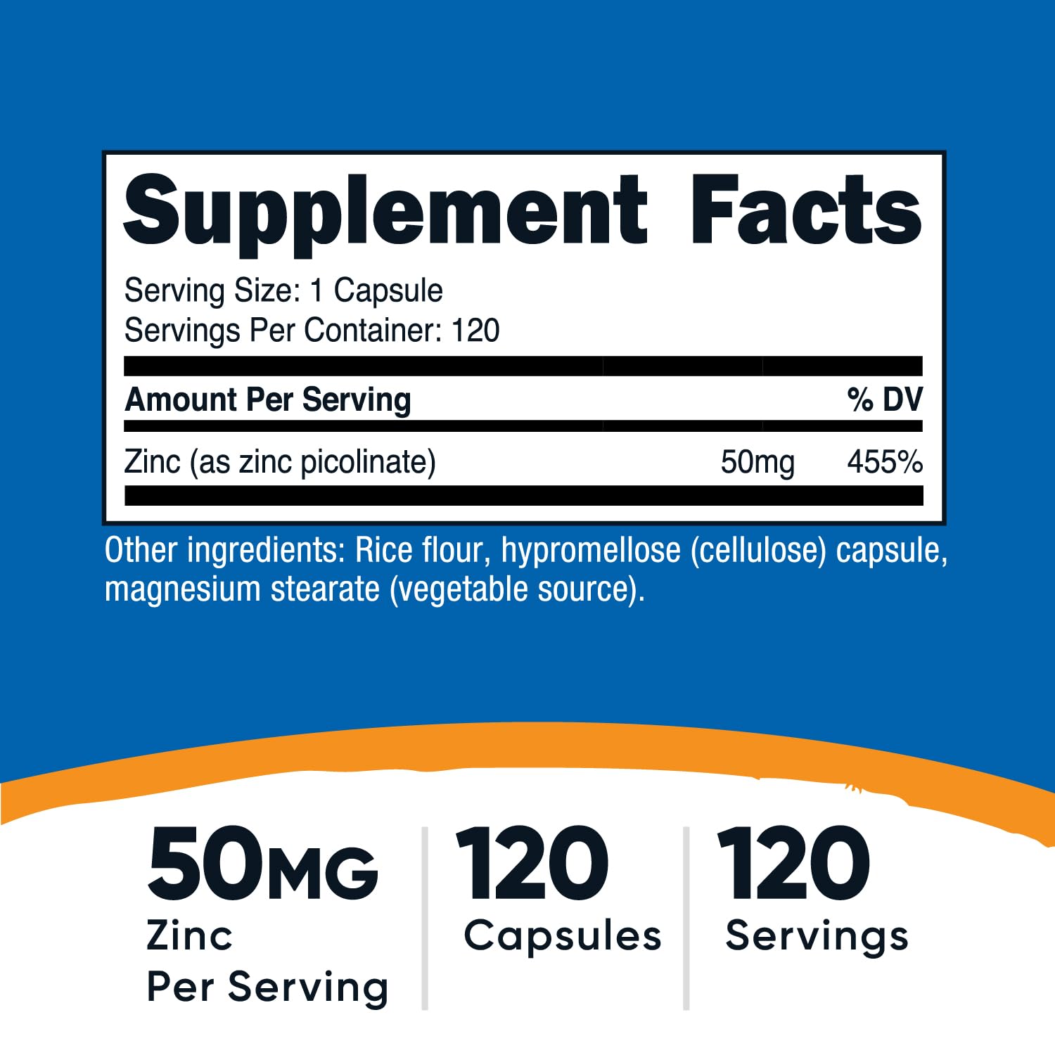 Nutricost Zinc Picolinate 50mg, 120 Vegetarian Capsules, Gluten-Free — Amazon image 2