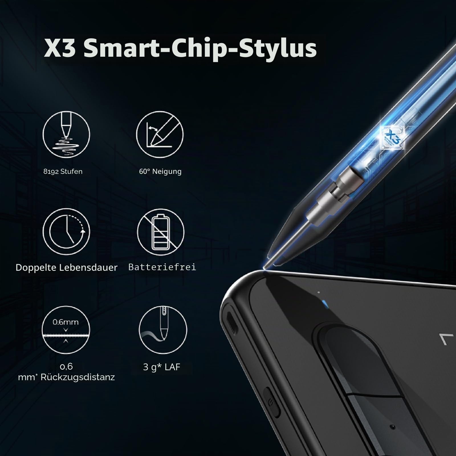 XPPen Deco MW 8x5 Zoll Grafiktablett Bluetooth Wireless Zeichentablett mit 8 Tasten, Drawing Tablet mit X3 Stylus, kompatibel mit Windows, Mac, Android, Chrome OS und Linux (Schwarz)