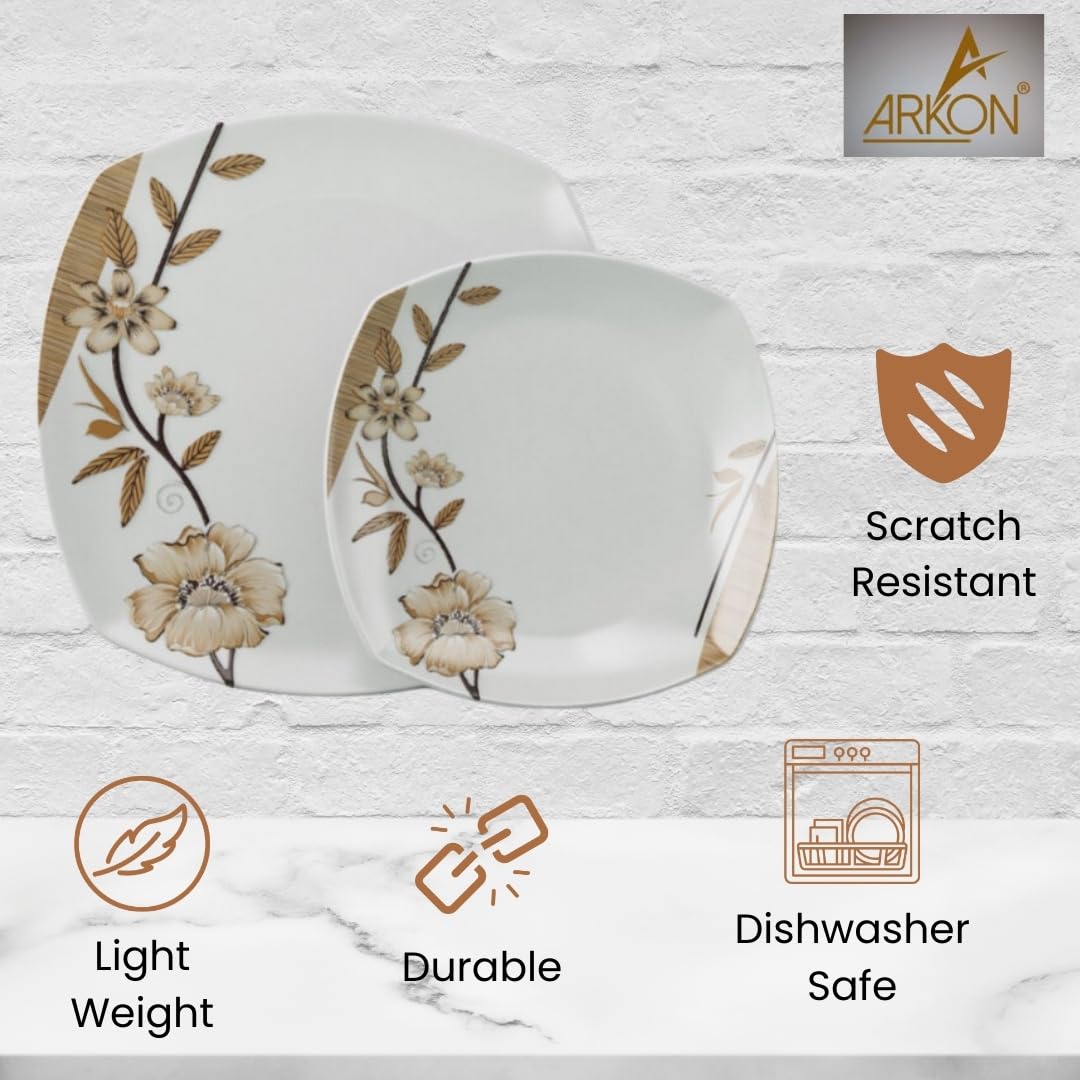 Prime Rose 74 Piece Melamine Dinner Set Design Lightweight