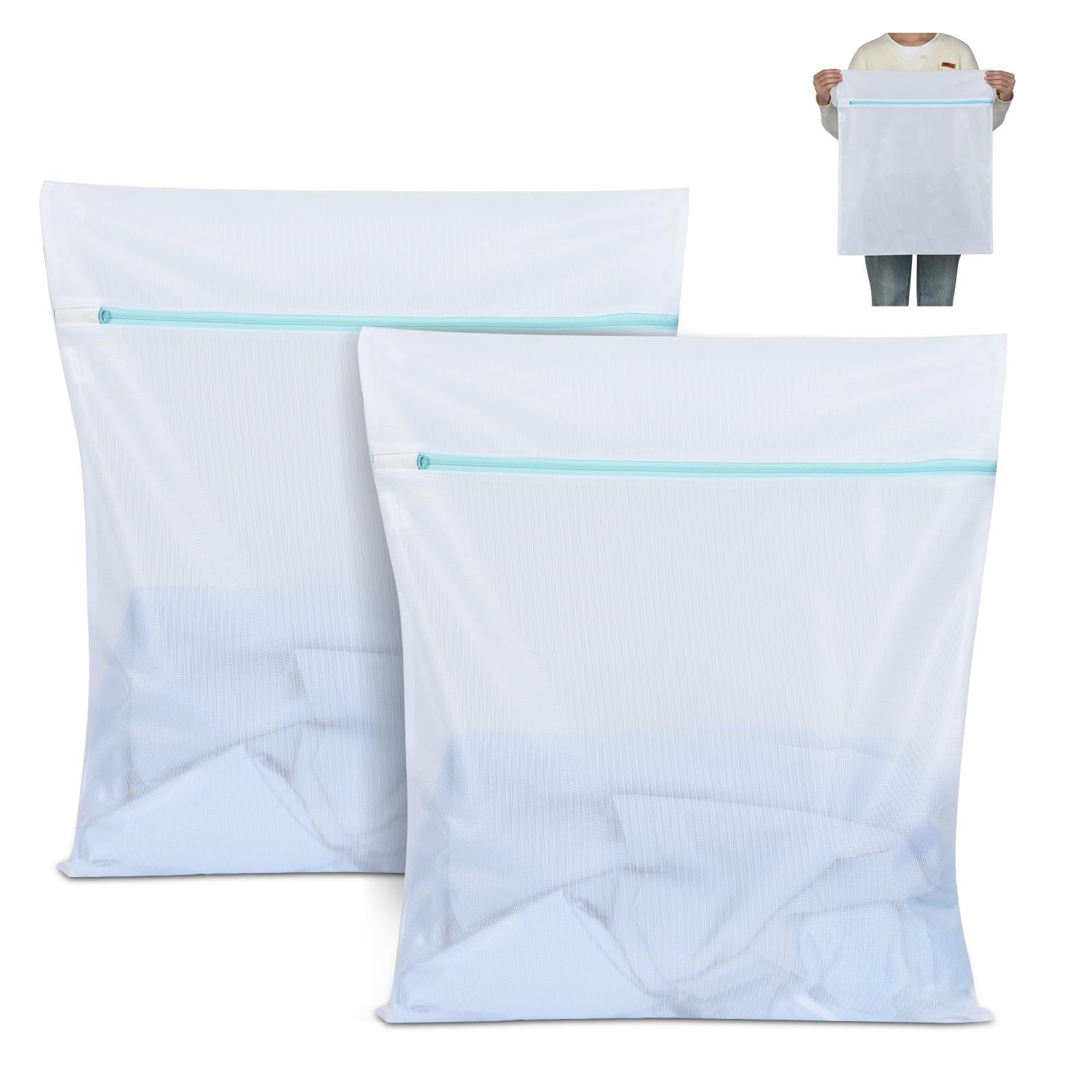 OTraki Filet Linge Machine à Laver 50x60cm, Lot De 2 Grand Filet De Lavage Avec Cordon Laundry Bag Réutilisables Pour Sous-Vêtements Blouse Robe